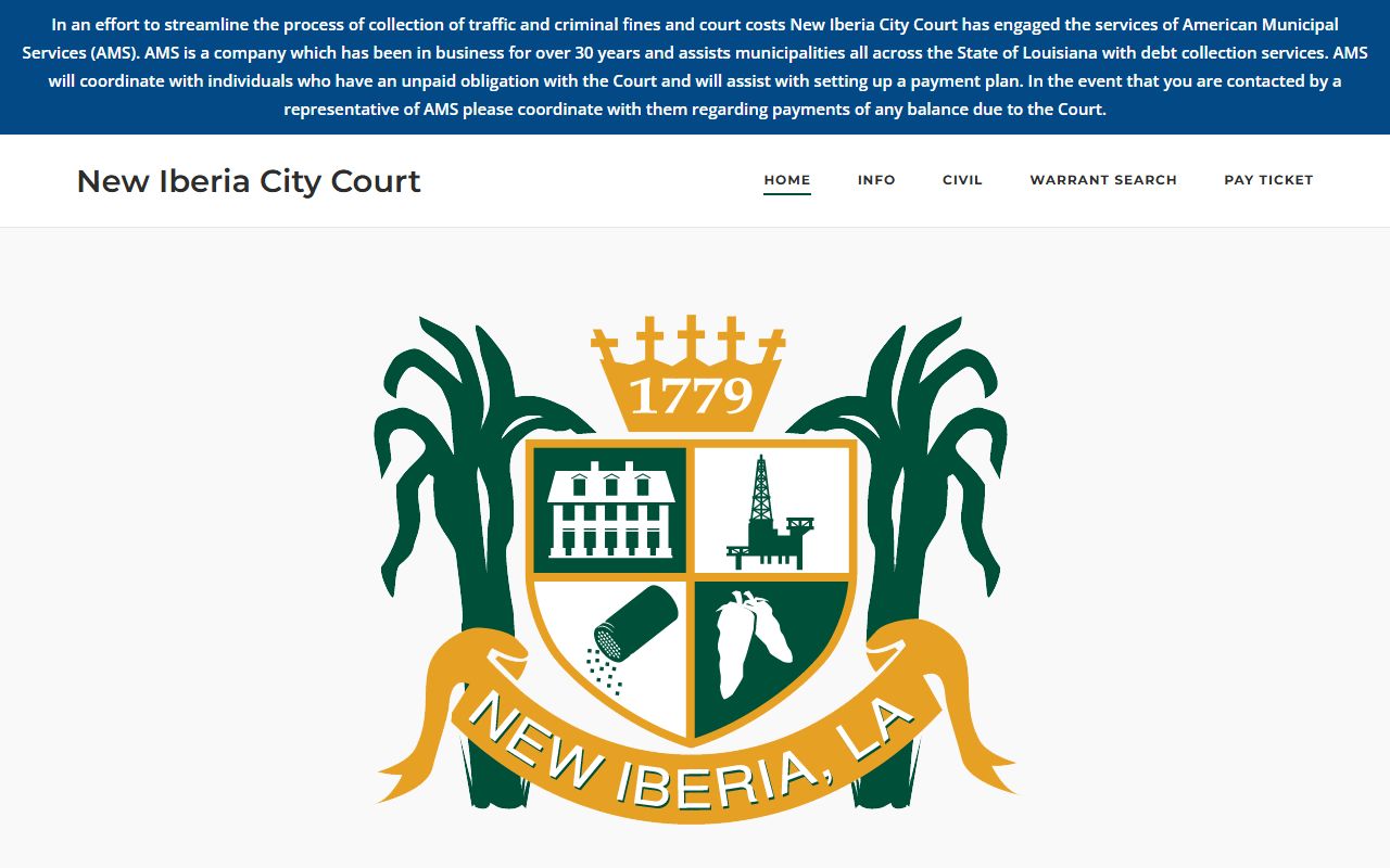 New Iberia City Court page for civil records and case filings in New Iberia Louisiana