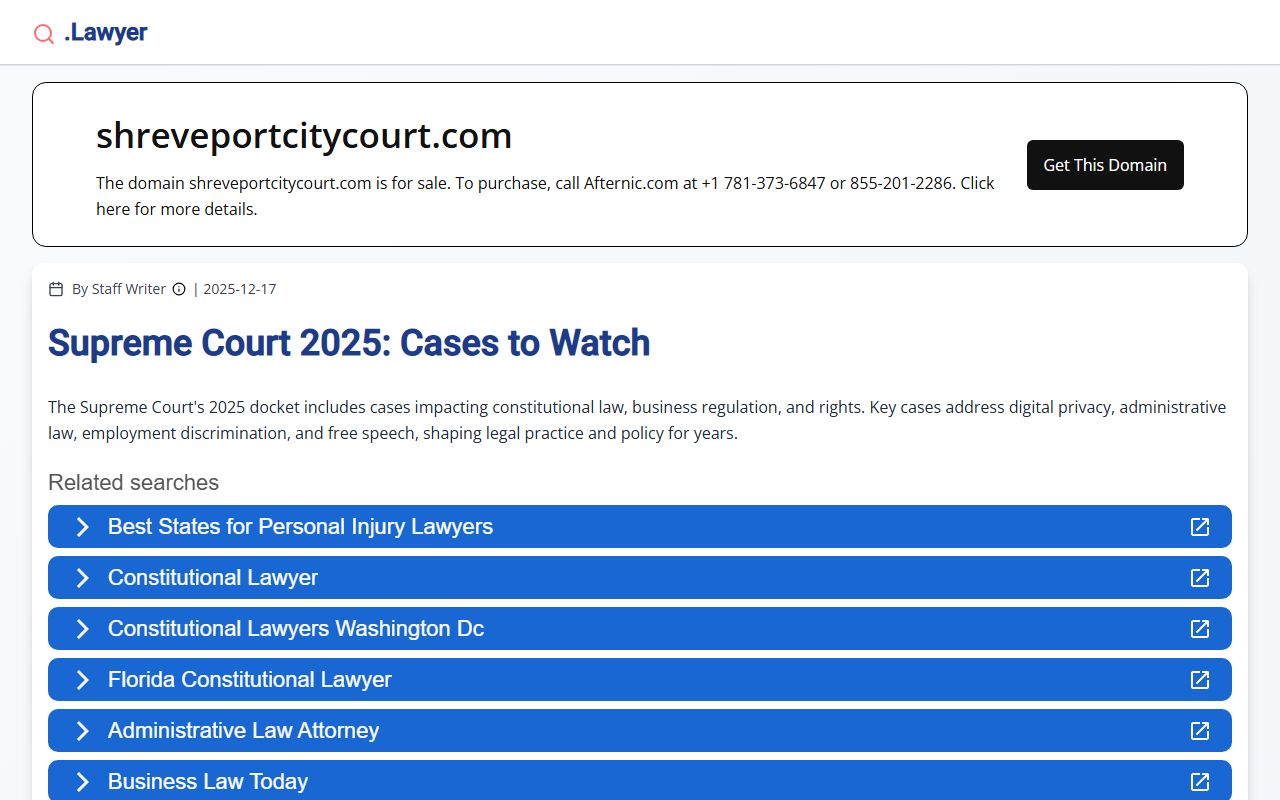 Shreveport City Court page showing civil case search and contact information