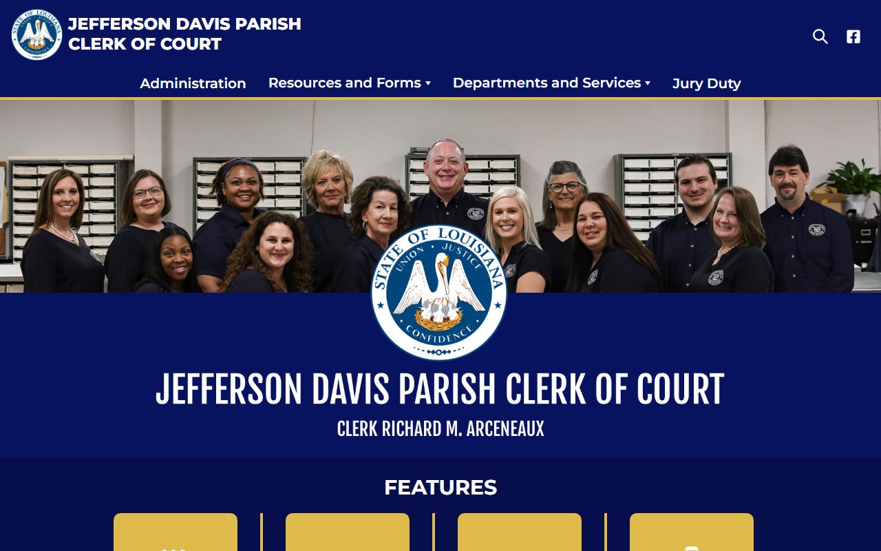 Jefferson Davis Parish Clerk of Court official website homepage