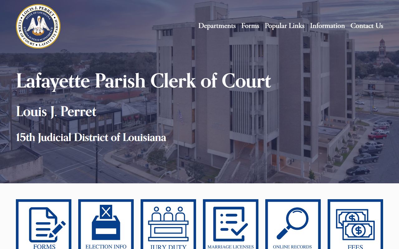 Lafayette Parish Clerk of Court official website homepage