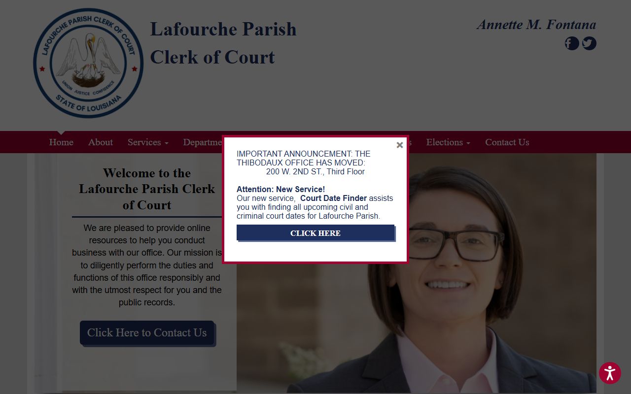 Lafourche Parish Clerk of Court official website homepage