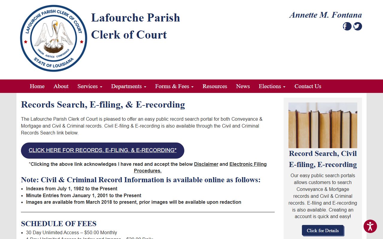 Lafourche Parish civil court records search portal