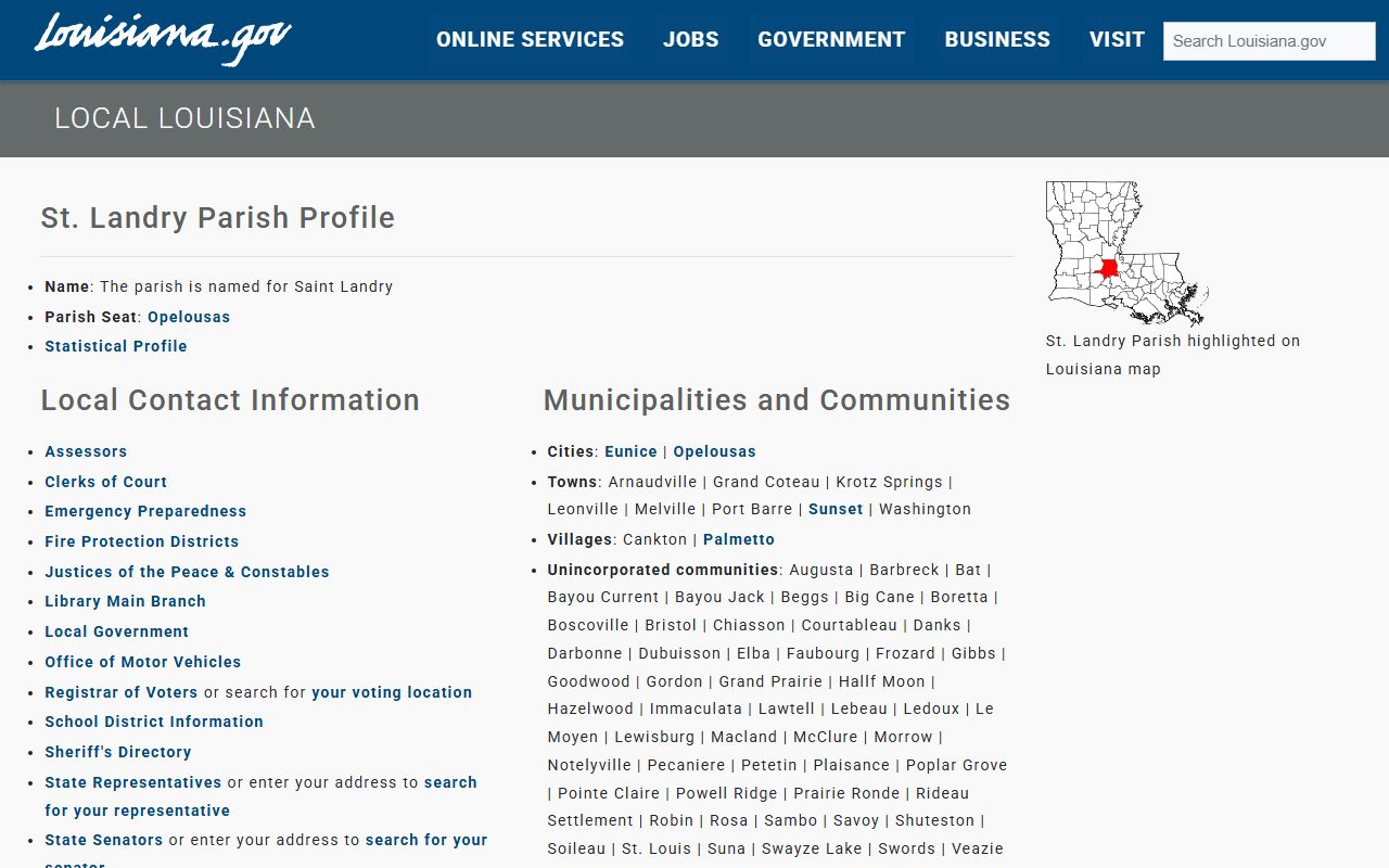 St. Landry Parish Clerk of Court records and archives page