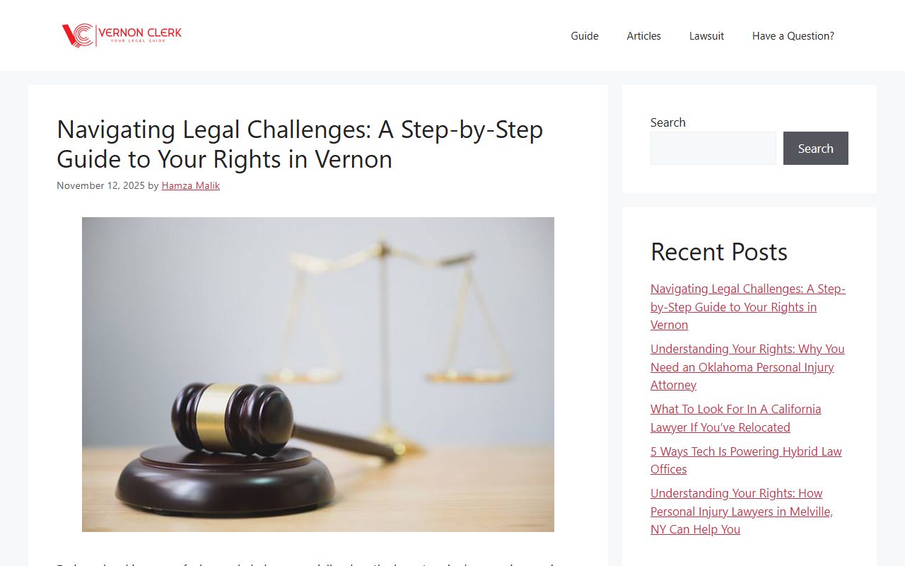 Vernon Parish Clerk of Court official website showing civil records access and eFiling options