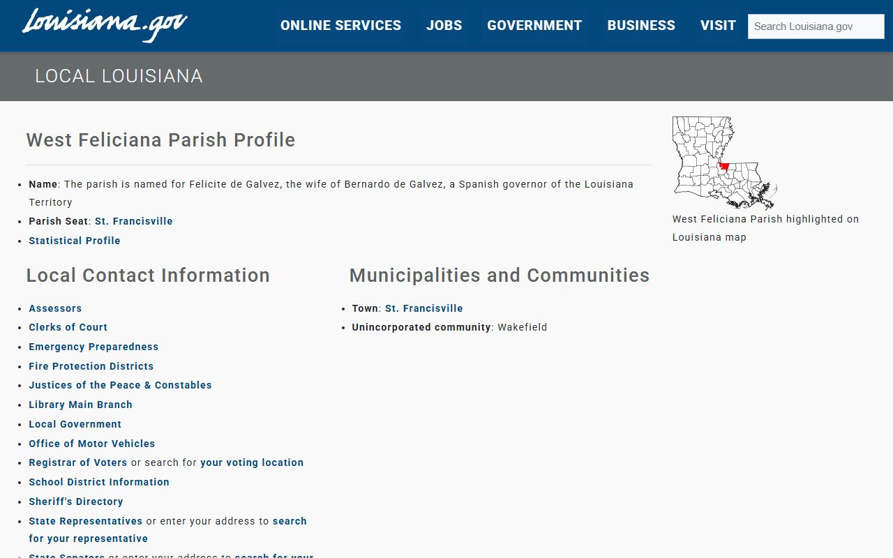 West Feliciana Parish civil court records access and fees information page