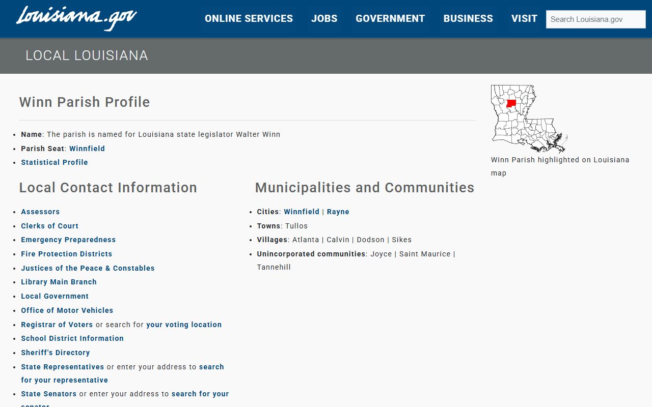 Winn Parish civil court records access and information page